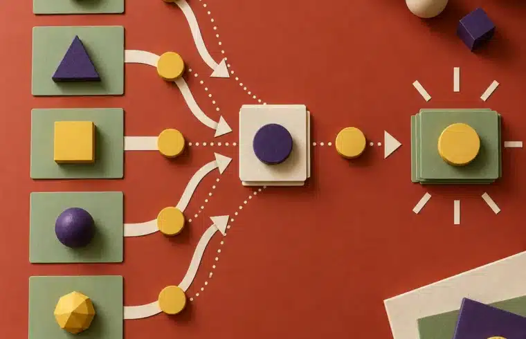 tecniche di apprendimento. Carte colorate con attività formative disposte lungo un percorso di apprendimento