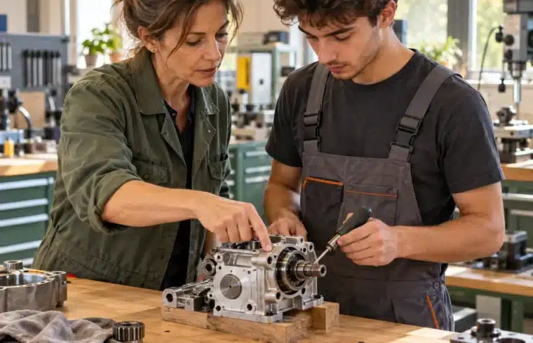Atlante del lavoro. Formatrice e tecnico analizzano un’attività in laboratorio.